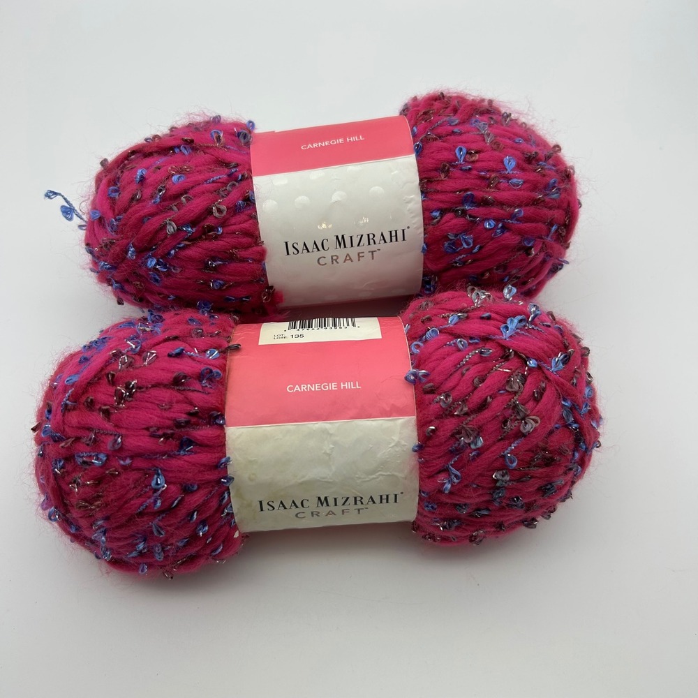 Isaac Mizrahi Craft Carnegie Hill Yarn Merriweather Pink‎ 2 Skeins Bulky Sequins